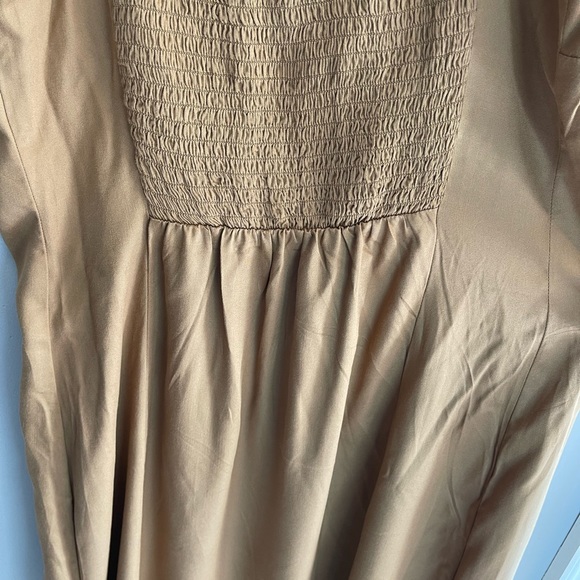 NWT Satin Smocked MIDI Slip dress Multiple sizes color Nude Acacia - Picture 9 of 10